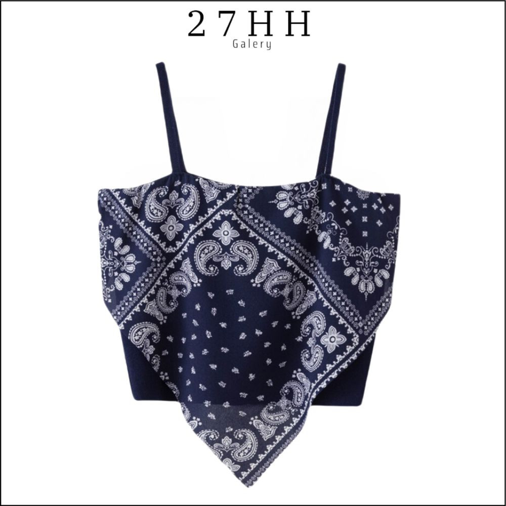 16FIN Tanktop Mimi Tank top Slayer Vest Scraf Bandana Korea Summer Wanita Mimi Corak Ethnic Scarft C