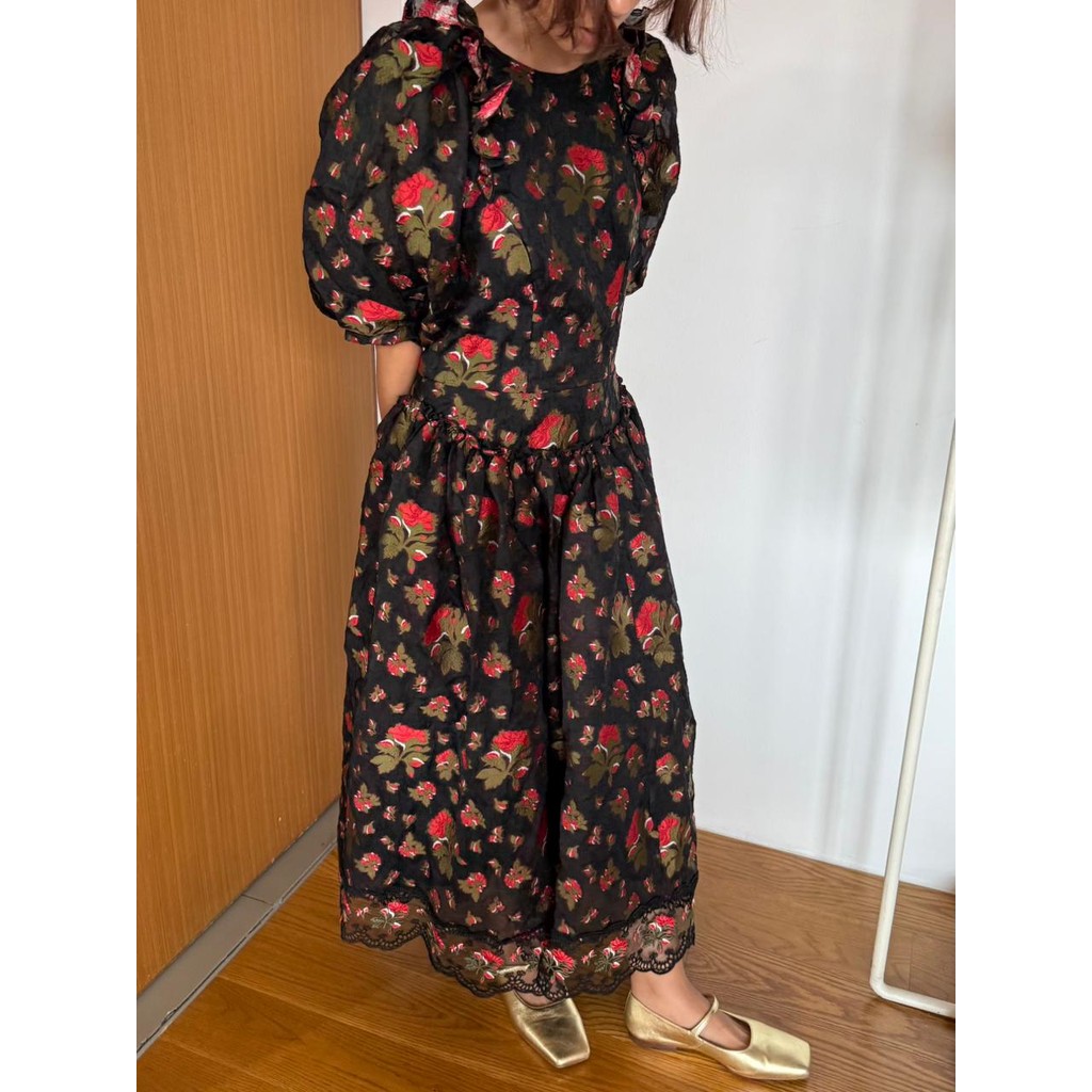 Private Eyes - SIMONE ROCHA X H&M Silk black floral dress