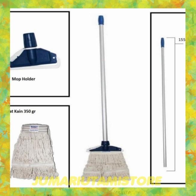 Pel Jepit Gagang Stainless | Pel Lantai | Pel Kain | Mop Lantai Kain