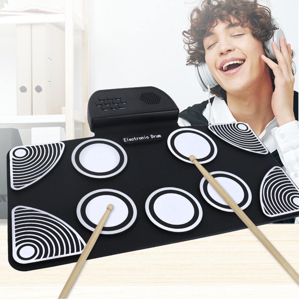 Electronic Drum Set 9 Pads Roll-Up Drum Practice Pad Electric Drum Pad Birthday Surprise for Kids