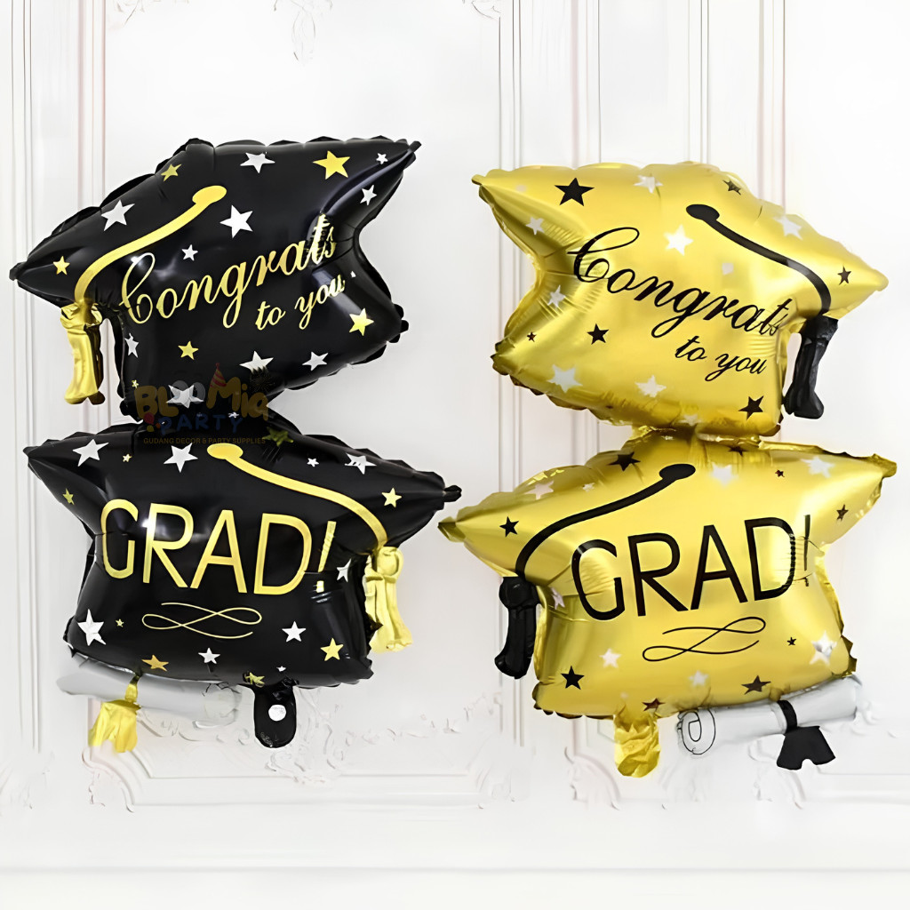 Balon Foil Topi Graduation Congrats To You Grad | Balon Sarjana Topi | Balon Topi Graduate | Balon T