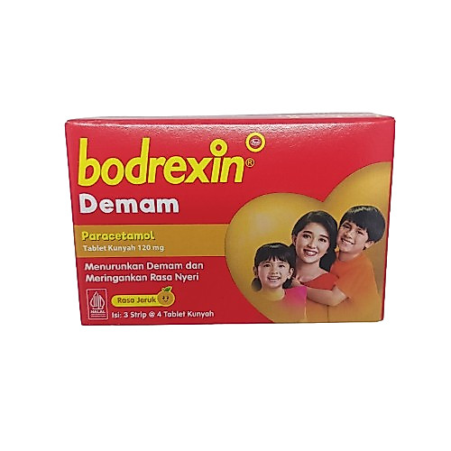 BODREXIN TABLET ANAK - BOX 12 TAB / OBAT DEMAM ANAK / TABLET KUNYAH / PARACETAMOL