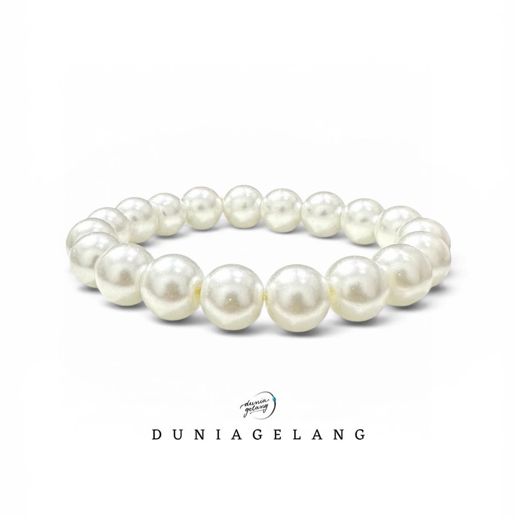 Gelang Putih Mutiara Giok Imitasi Premium High Quality