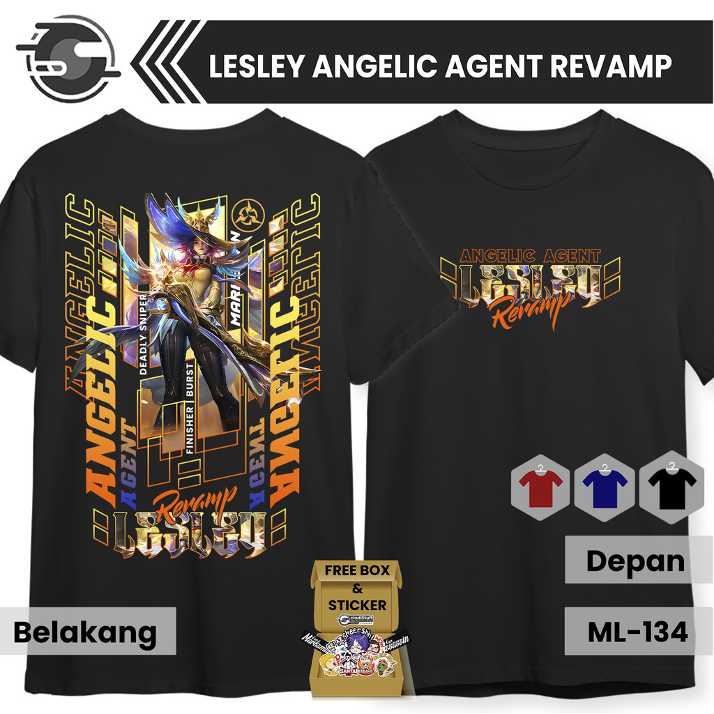Kaos MLBB LESLEY skin LEGEND Lengan Pendek Cotton Combed Hitam T-Shirt Baju Distro Mobile Legends