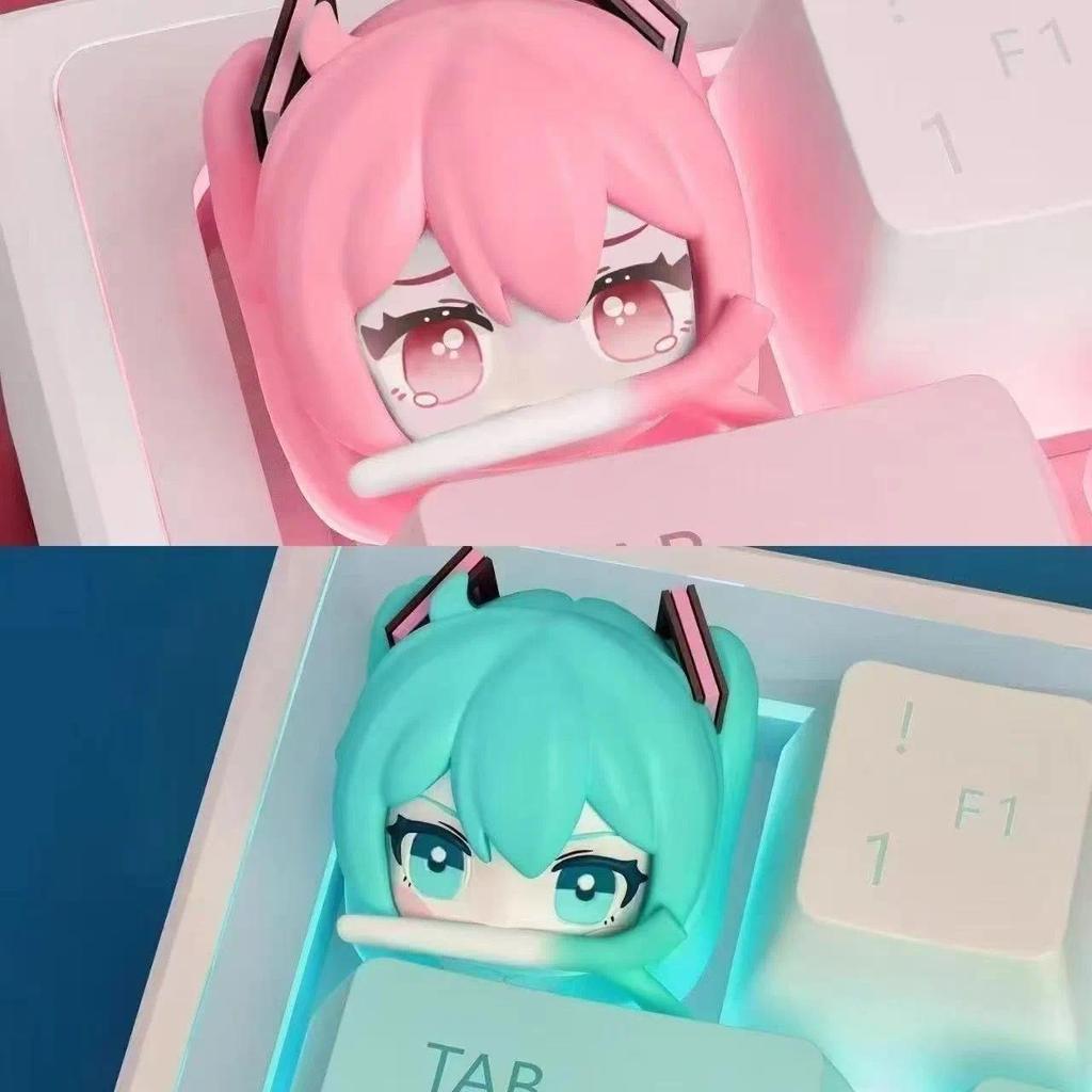 Hot Hatsune Miku Y Keycaps Anime Personality Cross Axis PBT Mechanical Keyboard Keycap Cartoon Resin