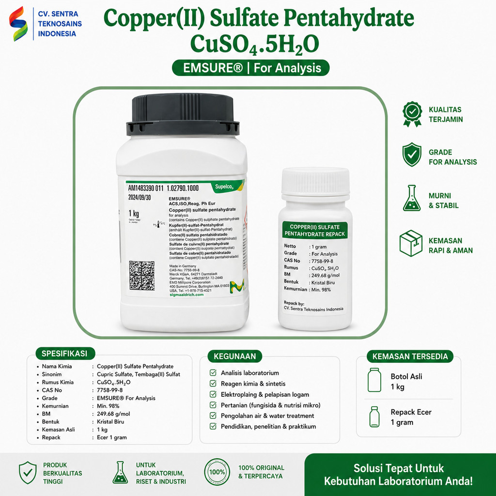 Copper II Sulfate Pentahydrate CuSO4 5H2O Cupric Sulfate Pentahydrate Tembaga II Sulfat Pentahidrat 