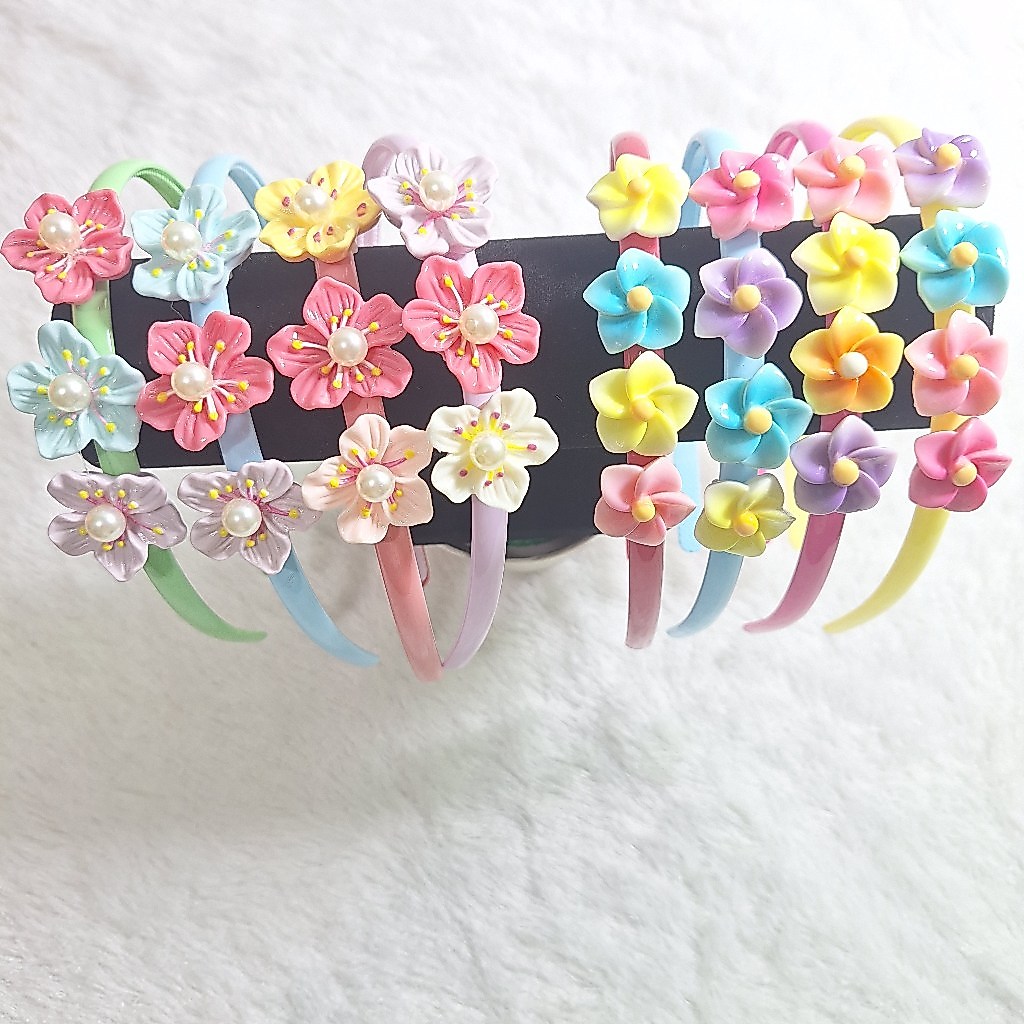 Bando Anak Motif Pita dan Bunga Bandana Anak Aksesoris Rambut Aksesoris Anak