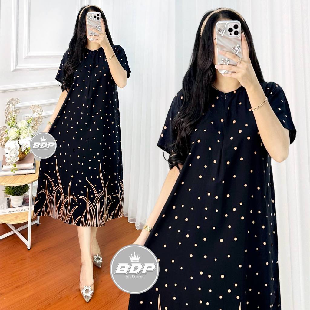 MALABIS BDP Daster Wanita Terbaru Rayon Busui Resleting Depan - Baju Tidur Daster Kekinian ORIGINAL 
