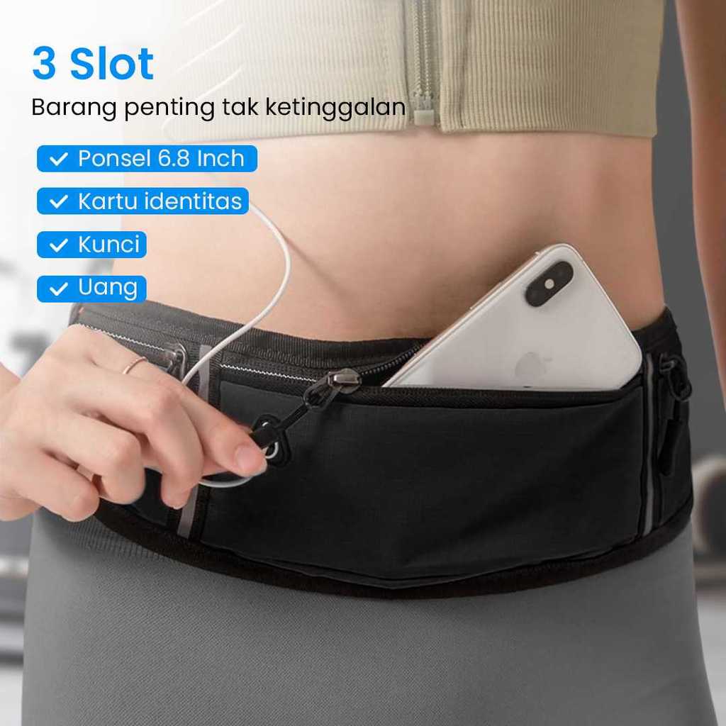 COD Waistbag Tas Pinggang HP Kanvas Pria Wanita Untuk Olahraga Sport Running Lari Joging Outdoor Bah