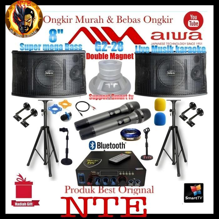 Paket Set Karaoke Sound syatem Aiwa 8 inch Double Magnet G2-28 Import