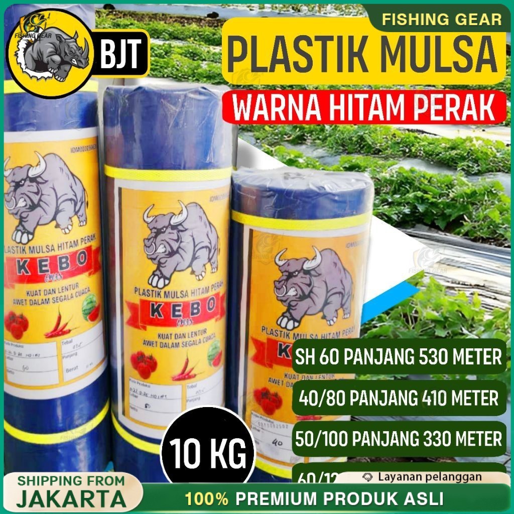 Plastik Mulsa Hitam Perak 1 Roll 10 Kg/Mulsa Pertanian cap Kebo