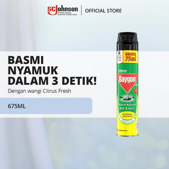 Baygon Aerosol - Obat Anti Nyamuk Semprot Citrus Fresh 600ml