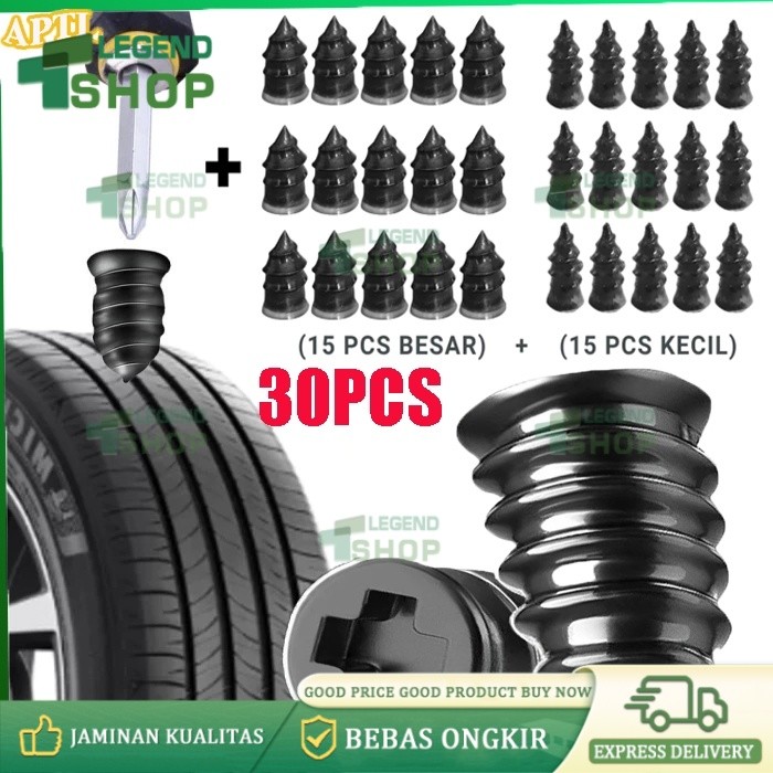 30PCS  Karet Nails Tambal Ban Motor Mobil/(SET) Skrup Paku Karet Lem Alat Tambal Ban Tubles/Kuku Ban