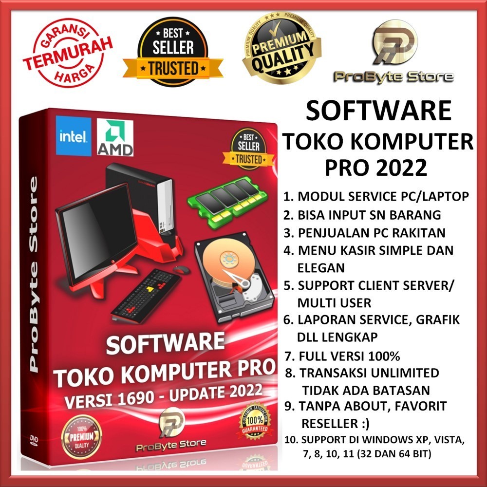 SOFTWARE TOKO KOMPUTER PRO INCLUDE MODUL JASA SERVICE SUPPORT SN SID APLIKASI PROGRAM PENJUALAN PC L