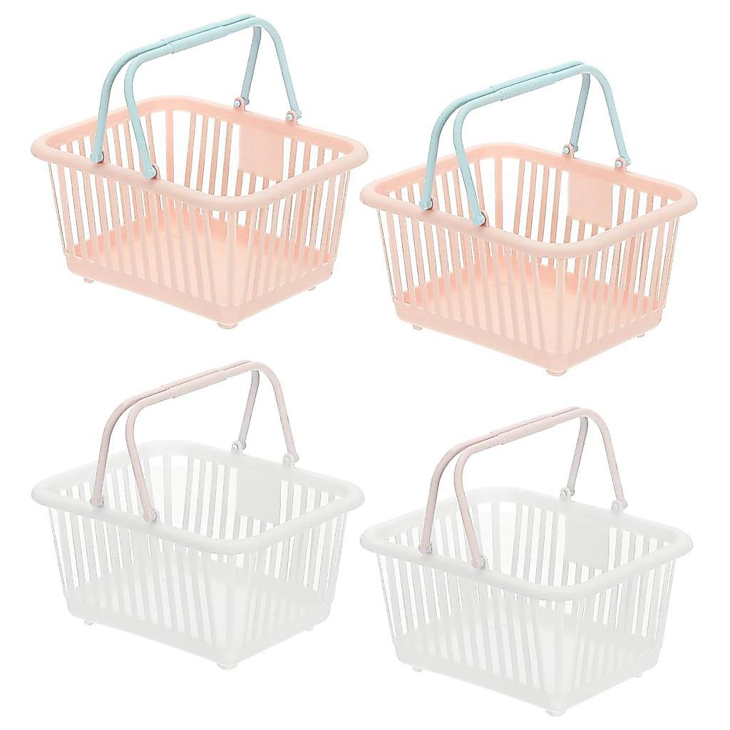 Uxcell 3/4pcs Mini Shopping Basket Small Plastic Basket Mini Storage Basket Grocery Tiny with Handle