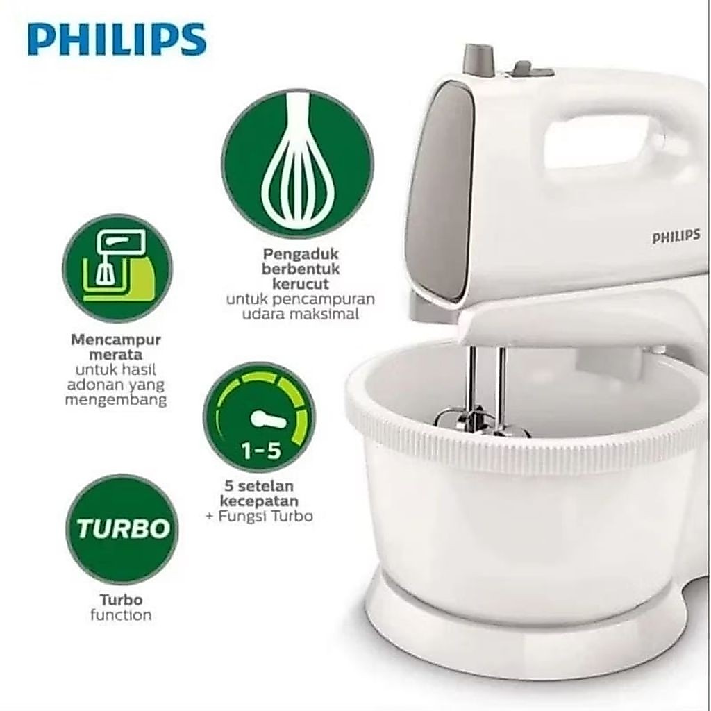 Philips HR1559 Mixer Duduk dengan 5 Kecepatan dan Turbo