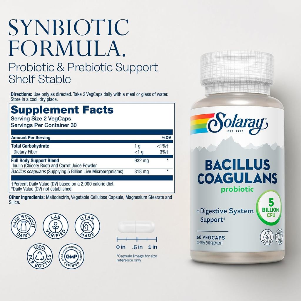 Solaray, Bacillus Coagulans, 60 VegCaps
