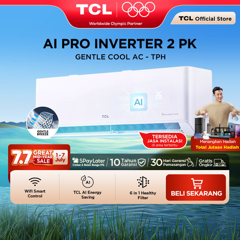 TCL AC Inverter 2 PK - Gentle Breeze - Healthy Filter - Hemat Listrik - Anti Bising - Cepat Dingin -