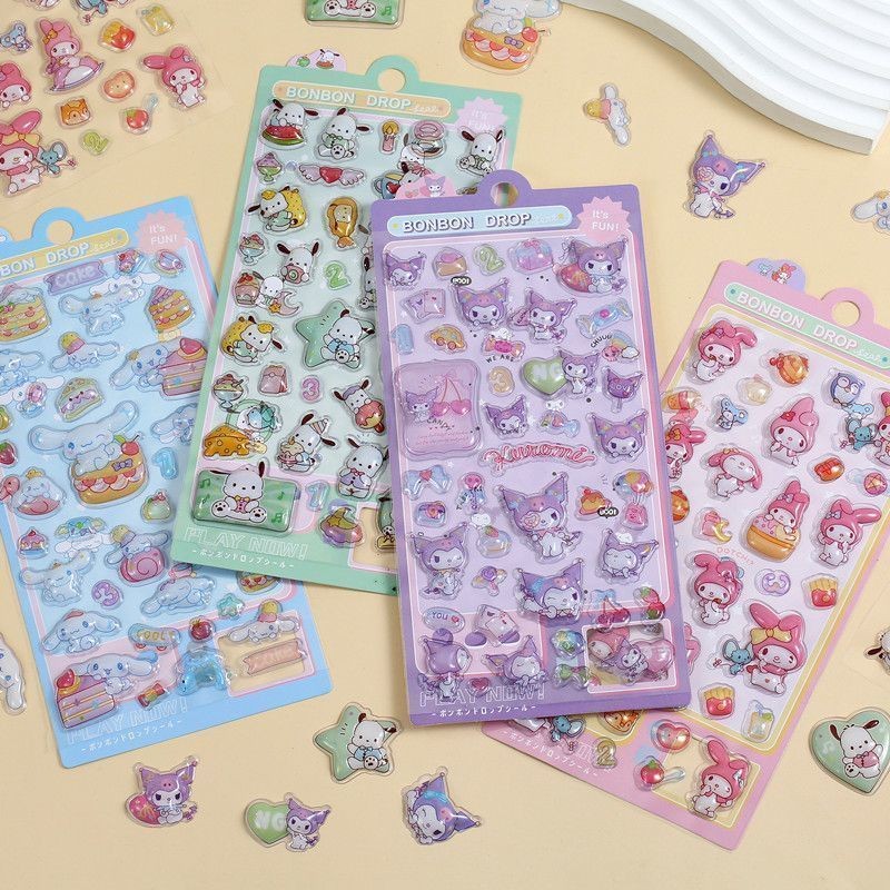 

Cute Hello Kitty Bubble Stickers Kawaii Three-Dimensional 3d Sanrio Stickers Kuromi Cinnamoroll Melody Pochacco Cartoon Kid Toys