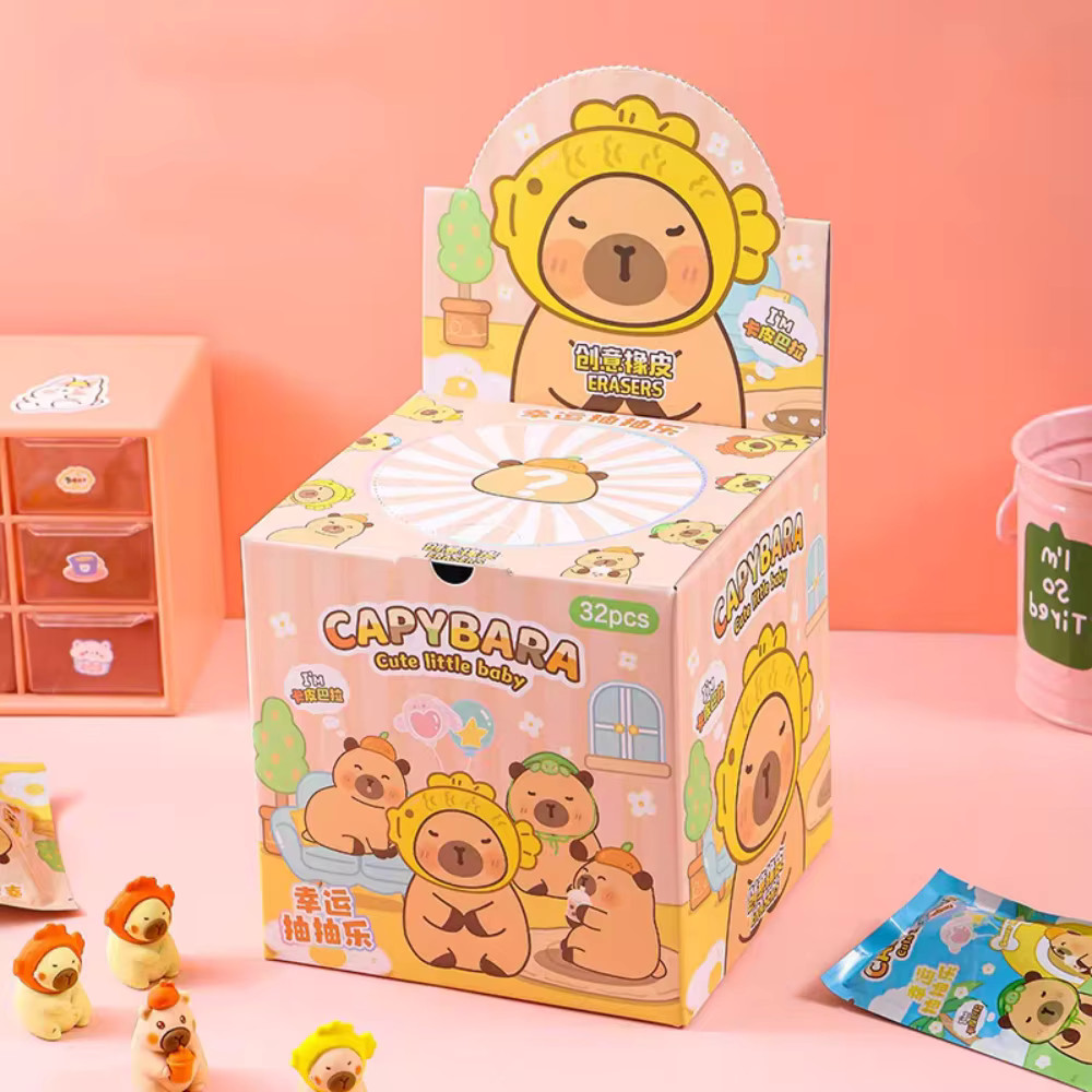 

Kawaii Capybara Pencil Eraser Blind Box Cute Cartoon Modeling Surprise Bag Erasers Student Supplies Reward Stationery Wholesale