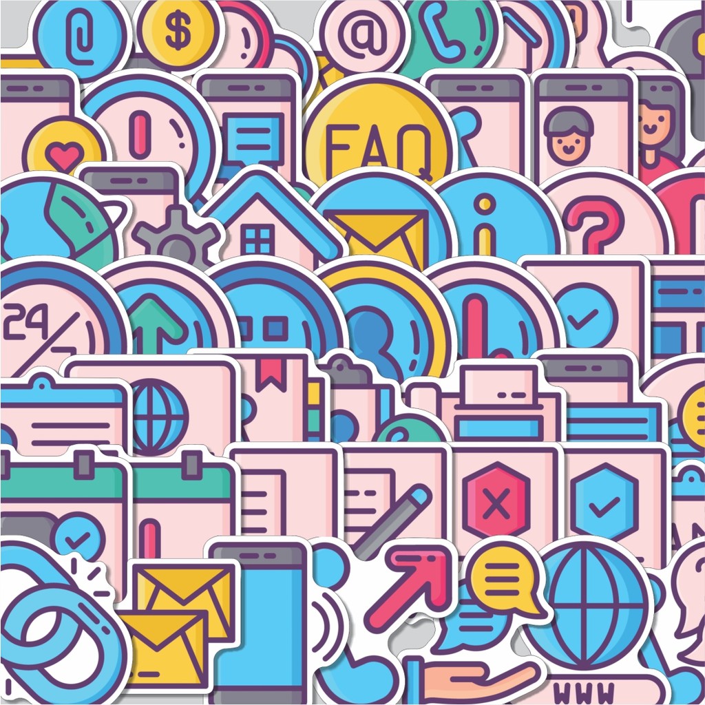 

Stiker Cutting Pack Stiker Contact us Crayons [Ikon Kontak] Isi 100Pcs Series Aesthetic Lucu Keren Untuk Koper Bahan Vynil