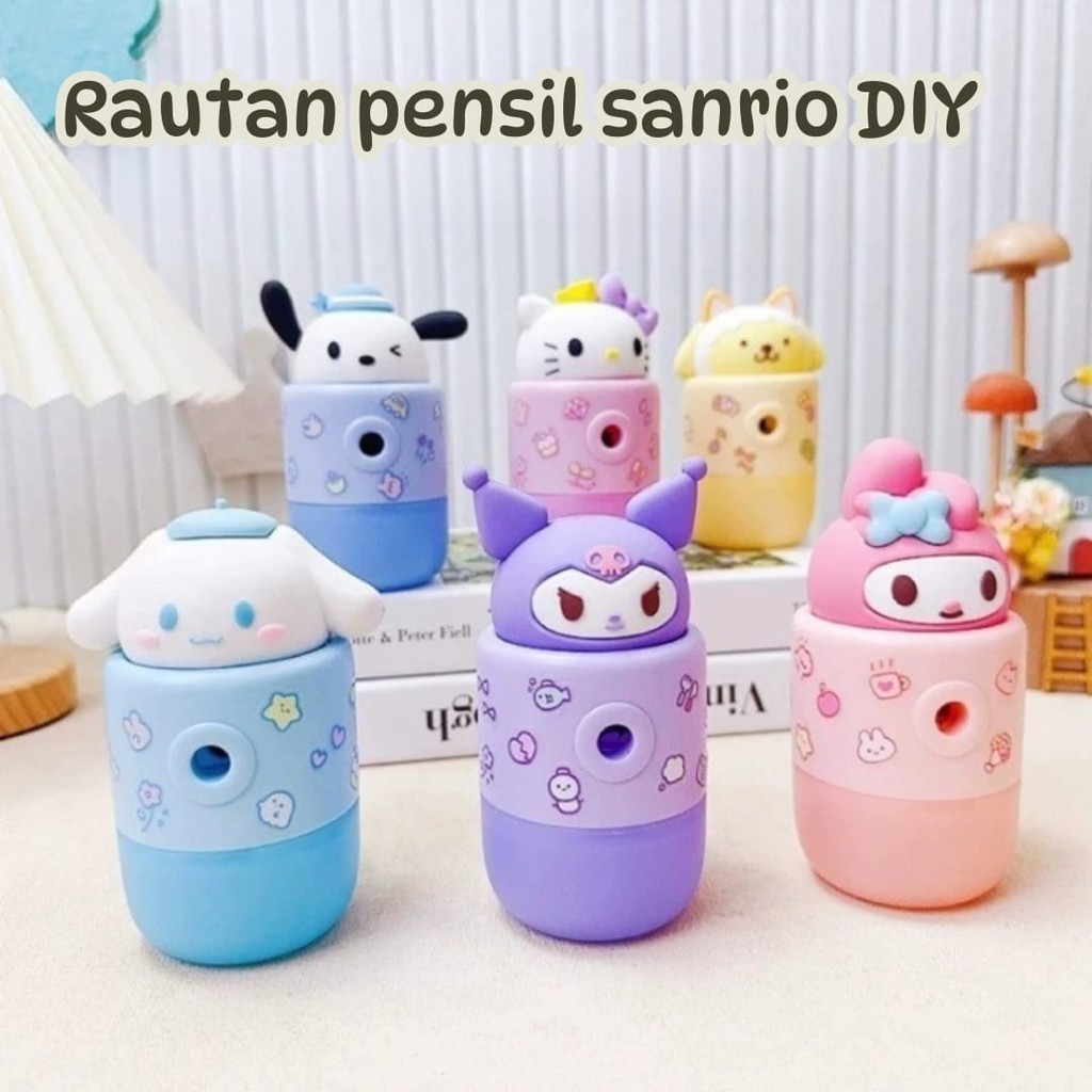 

( OTH1213 ) (KIDS) Rautan serutan pensil mekanik otomatis pencil sharpener - sanrio kuromi cinnamoroll melody hello kitty pompompurin pochaco capybara - purple ungu blue biru pink merah muda yellow kuning