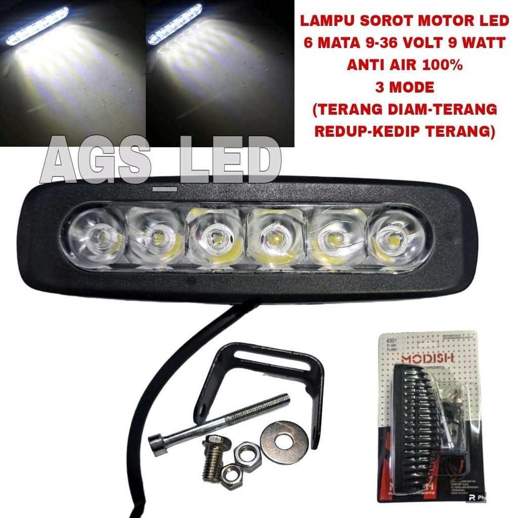 LAMPU SOROT MOTOR LED 6 MATA 3 MODE / LAMPU TEMBAK MOTOR LED 6 MATA / LAMPU SOROT 3 MODE 6 LED LURUS