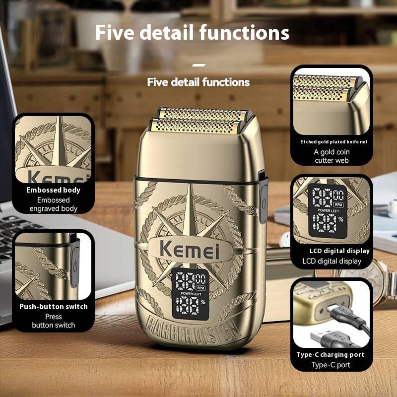 KEMEI KM-T361 Electric Shaver Cukur Kumis Jenggot Pria Mesin Pencukur Rechargeable 8500RPM Dual Blad