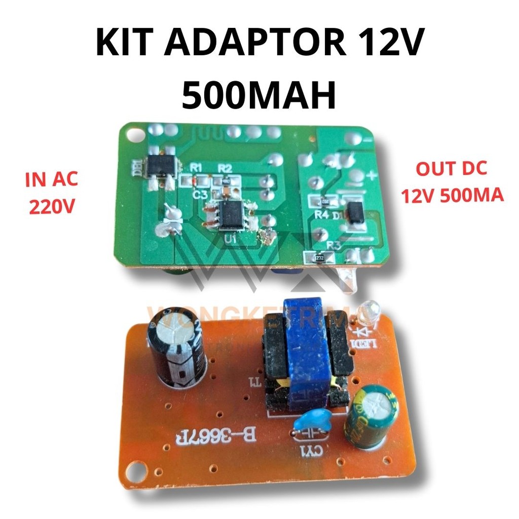 KIT PSU / SMPS 12V 0.5A Input AC 220V+LED Indikator