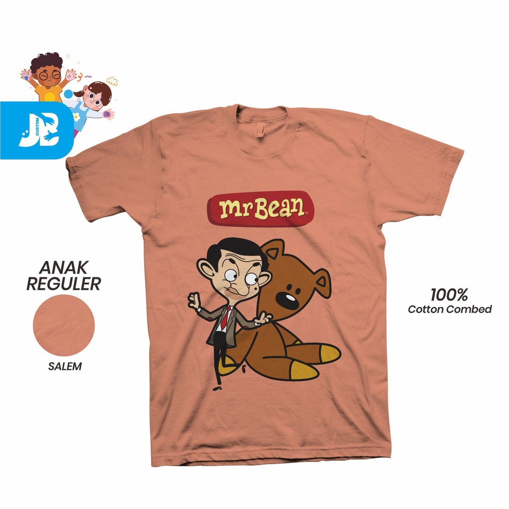 JB CUSTOM Kaos Sablon Anak Mr Bean Cotton Combed 30s Reguler