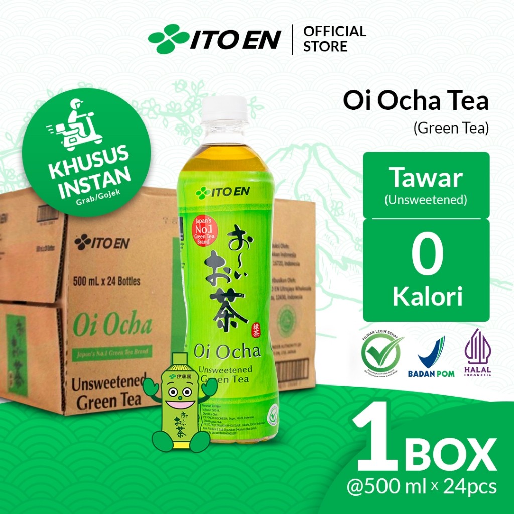 

ITO EN Oi Ocha Green Tea No Sugar 500ml isi 24 pcs - 1 Box / 1 Ctn / 1 Dus - Khusus Instant