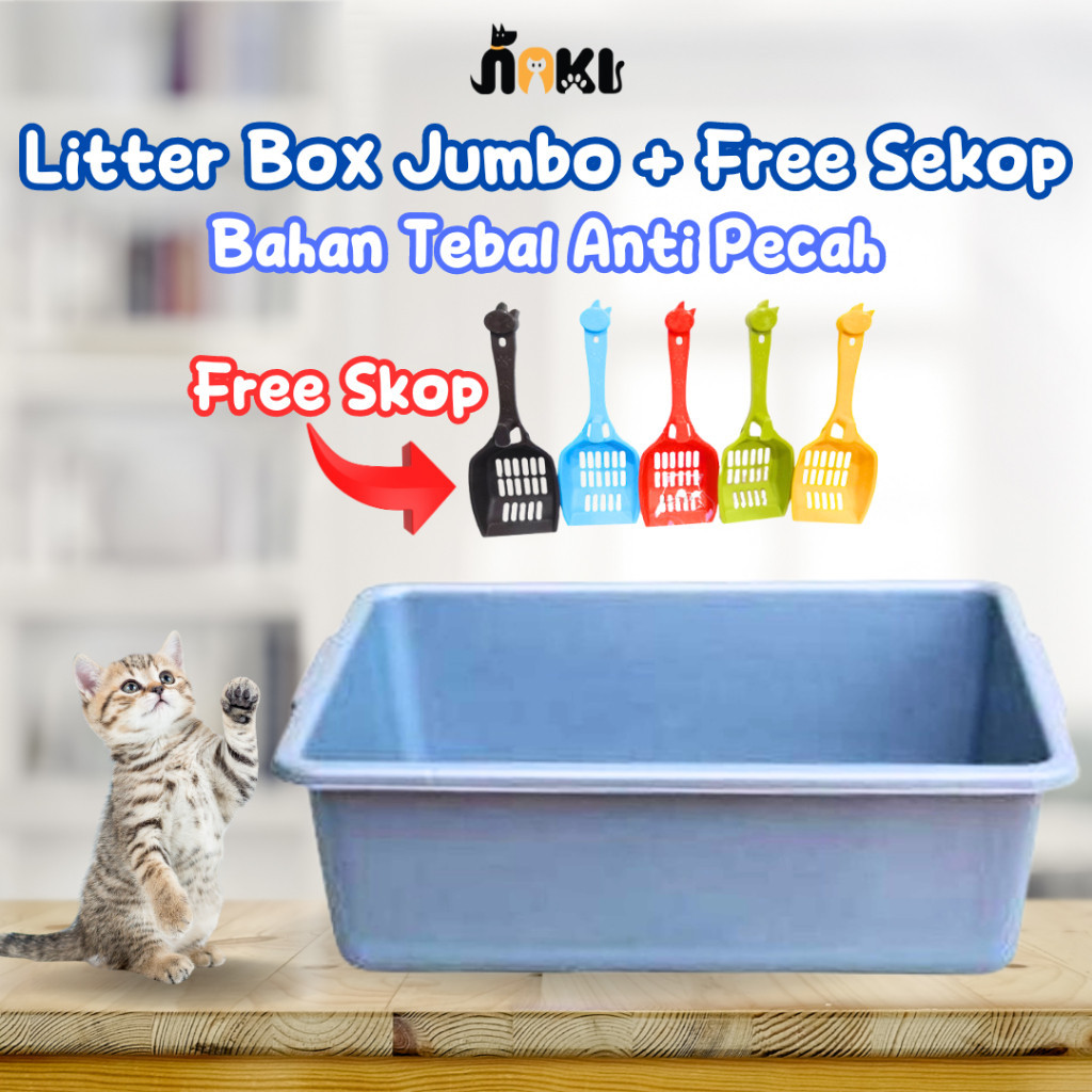 [GROSIR] LITTER BOX KUCING JUMBO FREE SEKOP PASIR UKURAN 38 X 32 X 12 CM | TEMPAT KOTORAN KUCING DAN