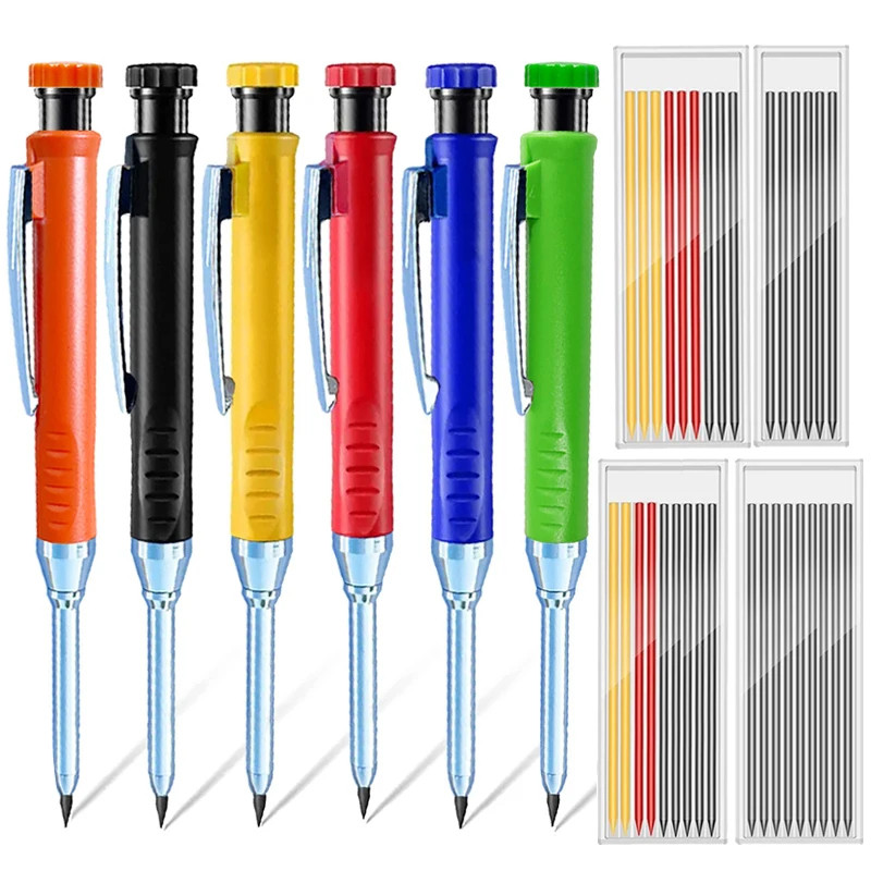 

2.8mm Solid Carpenter Mechanical Pencil With Sharpener For Woodworking Construction Long Head Carpenter Pen Stationery Supplies