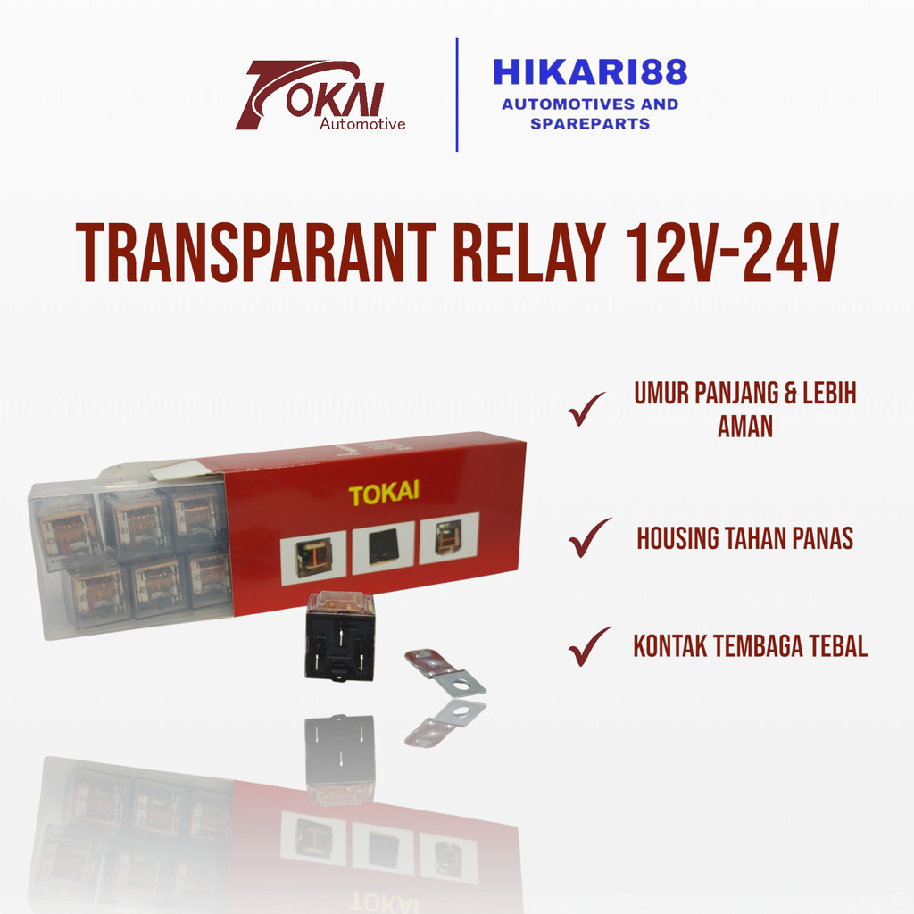 [Grossir/Offline] Relay/Rilay Transparan Merk Tokai Kaki 4/5 12V/24V 80A