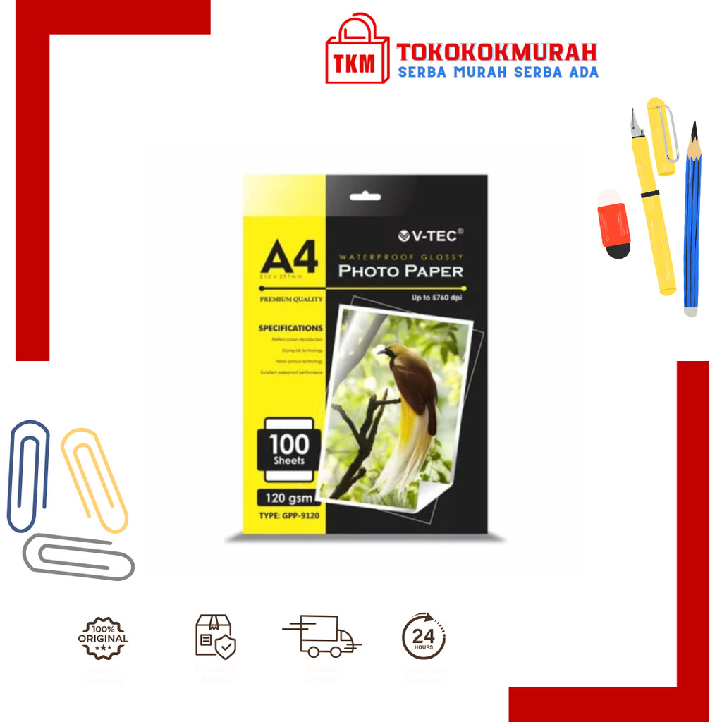 

V-TEC GLOSSY PHOTO PAPER A4 120GSM GPP-9120