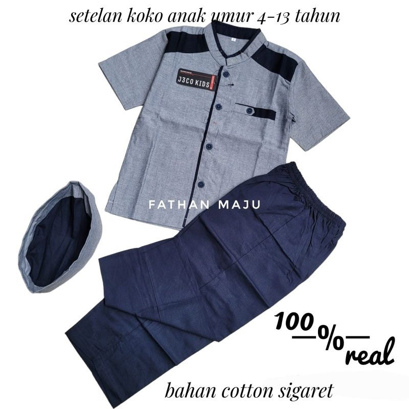 PAPESZ Baju Stelan Koko Anak laki laki 4-14 tahun Baju Muslim Anak Cowok Setelan Koko Anak Cowok Ter