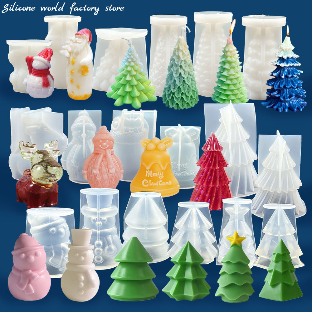 

Silicone World DIY Series Silicone Candle Mold Xmas Tree Aromatherapy Gypsum Resin Molds Cake Baking Mold Decor Gifts