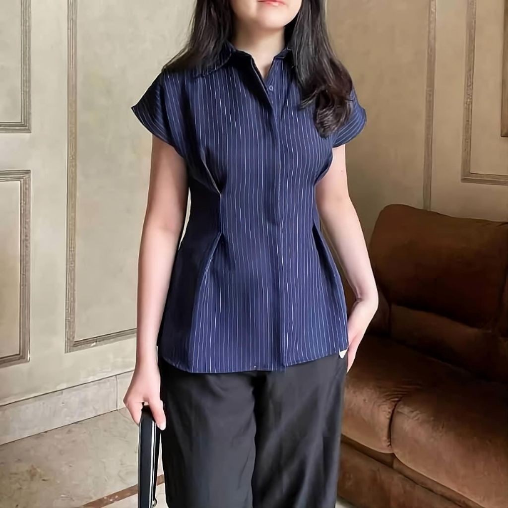 KIELO - ZSO KEMEJA XIMENA MODEL KERAH KEKINIAN TOP MODEL SLIM FIT BODYCON OUTFIT KANTORAN / ALBA TOP