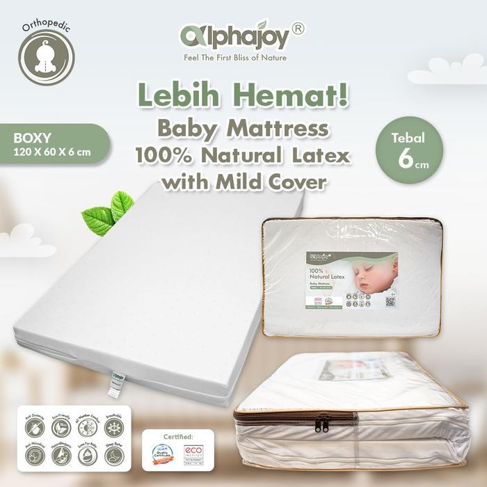 Alphajoy Mattress Mild Nat Latex 120 x 70 60 kasur bayi box kayu equi - Boxy 120 x 60