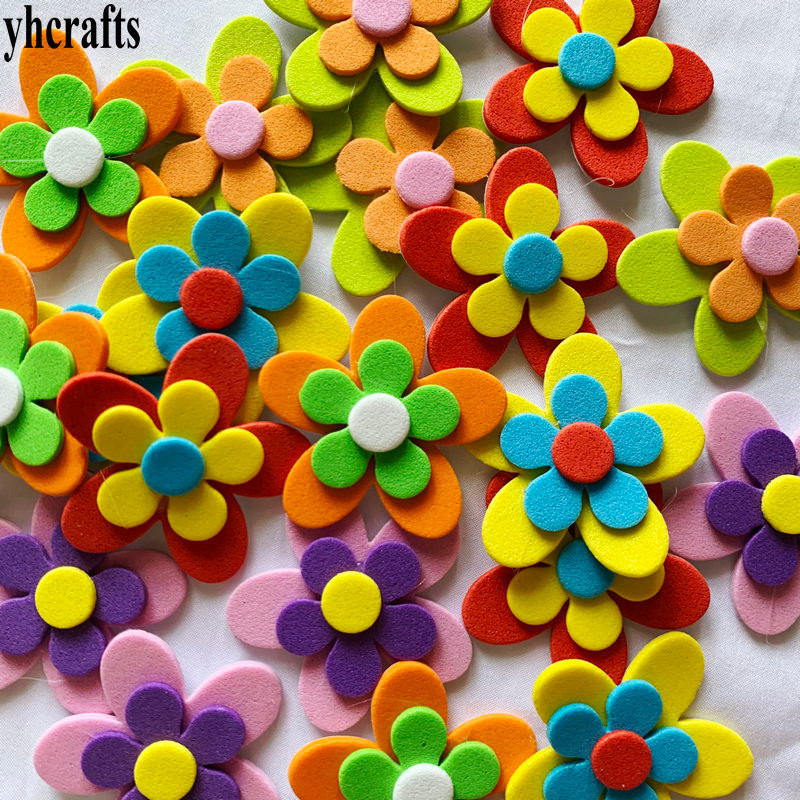 

40-100PCS New 3D flower foam stickers Spring arts and crafts Kindergarten decoration Kids room decorative label wholesale