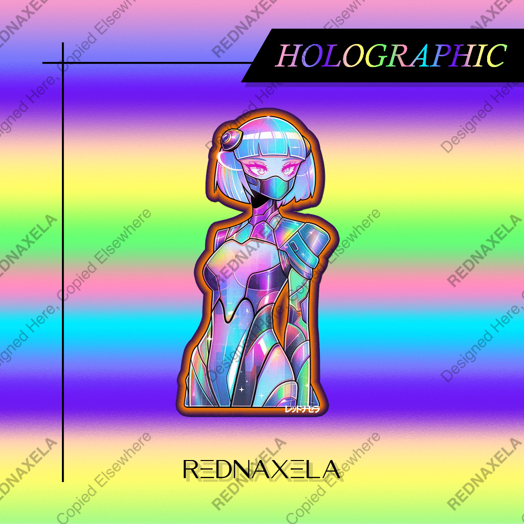 

Stiker Vinyl Hologram Future Girl Holographic Tech Suit Decorative Stickers