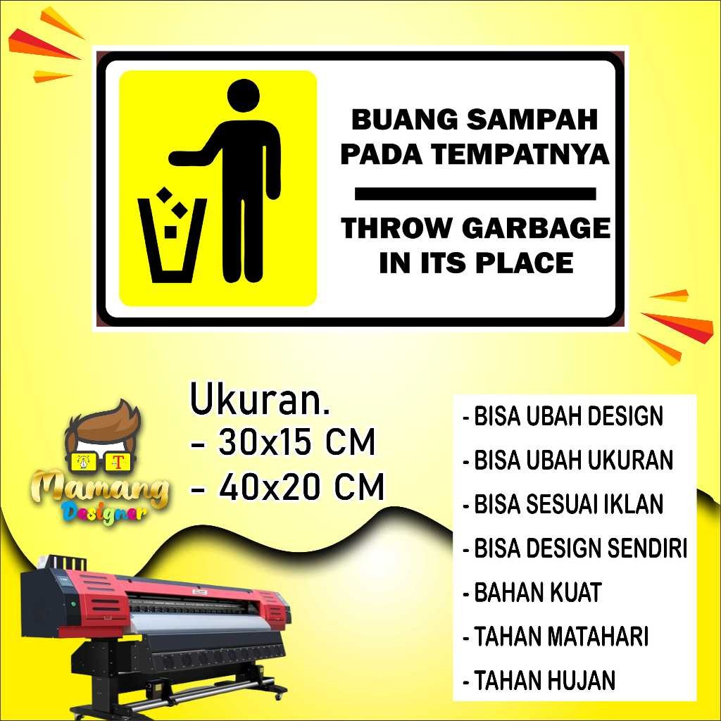 

Backdrop Cetak Sticker Kata Kata Buang Sampah Bahan Glosy Kuning