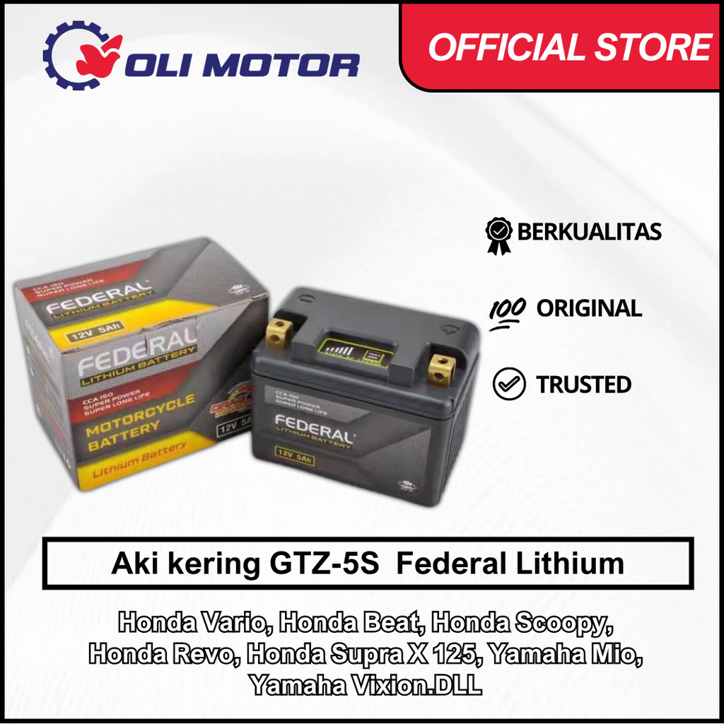 Aki Kering FEDERAL LITHIUM GTZ-5S 5Ah Beat Scoopy Mio J Kharisma