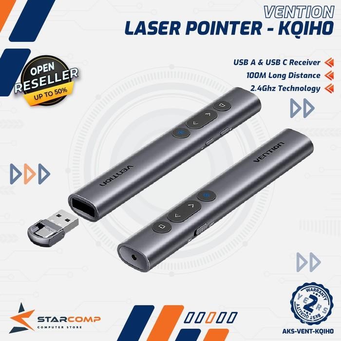 

Vention Wireless PowerPoint Presentation Red Laser Pointer 2.4Ghz ABS Material - KQIH0