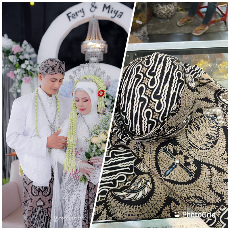 Jarik Lawasan polos+ blangkon/kain Jarik+blangkon