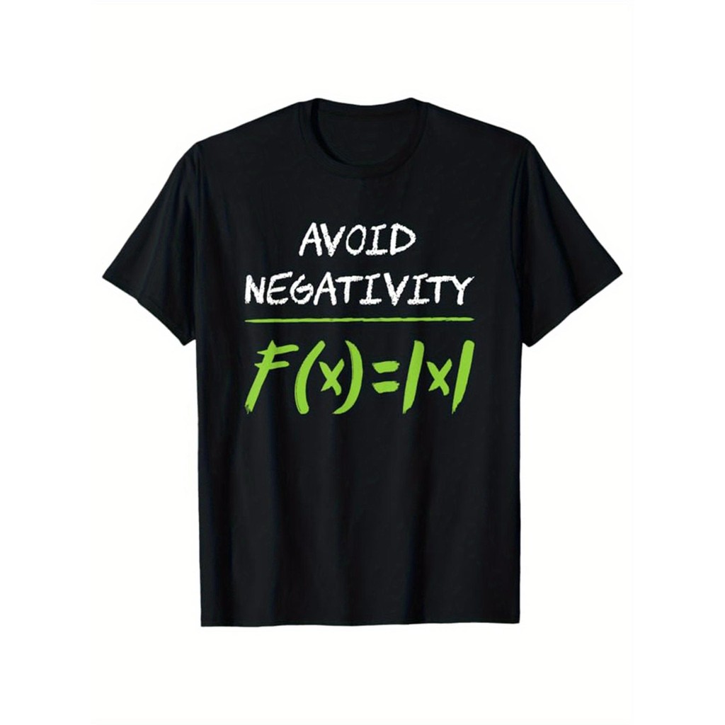 Kaos Pria Matematika Lucu - "Avoid Negativity" Grafis, Kaos Lengan Pendek, Desain Rumus, Hadiah Guru