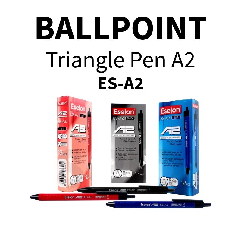

♚12pcs Pulpen Semi Gel Triangle Eselon A2 / 1pack Pulpen ES-A2♚