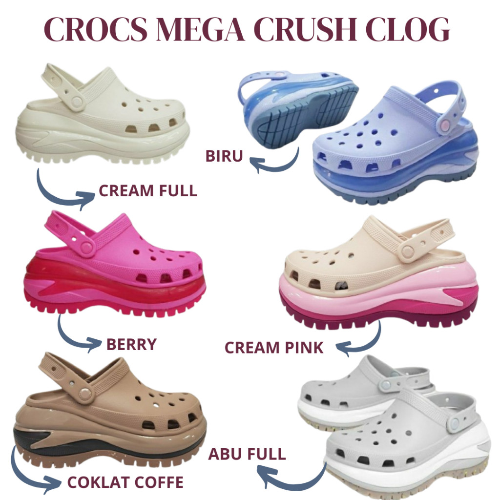 Sandal Dewasa Crocs Mega Crush Clog UNISEX – Sandal Crocs ORI Fashion Pria Wanita Casual Anti Licin
