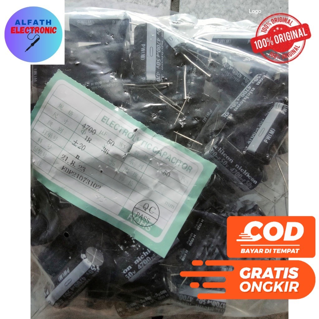 ELCO ELKO 4700UF 50V 4700 UF 50 VOLT NICHICON ORIGINAL KUALITAS BAGUS