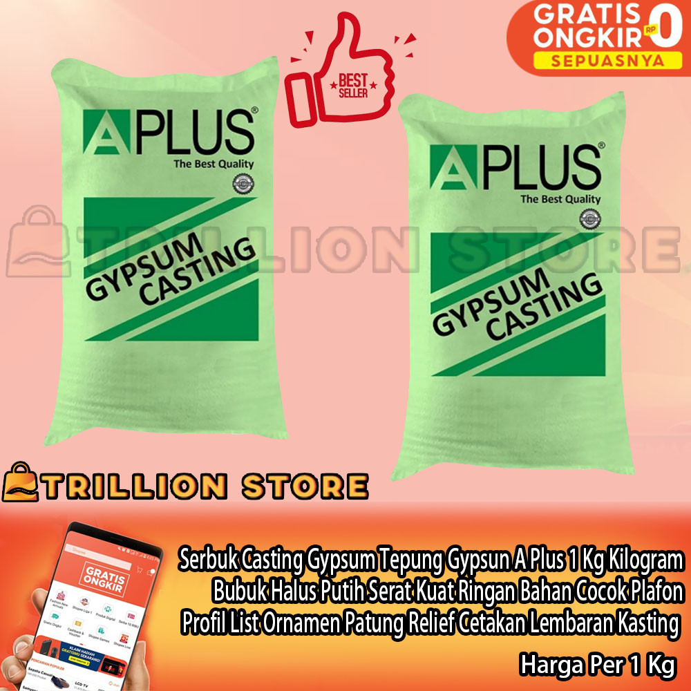 Serbuk Casting Gypsum Tepung Gypsun A Plus Ecer 1 Kg Bubuk Putih Halus Cocok Cetakan Patung Profil P